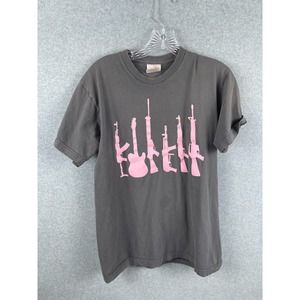 Ubiquity Music is the Weapon of Future Shirt Men's M Gray Pink Weapon Guitar